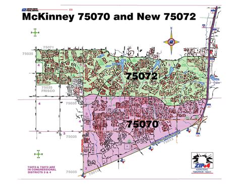 Mckinney Texas Zip Code Wall Map Red Line Style By Ma