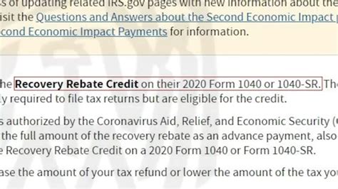 Income Limits For Recovery Rebate Credit