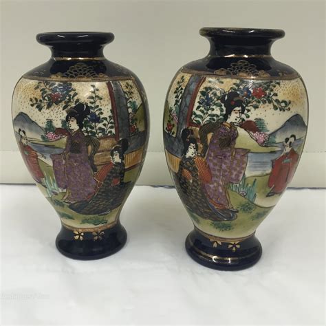 Antiques Atlas Pair Antique Satsuma Pottery Vases Circa 1890