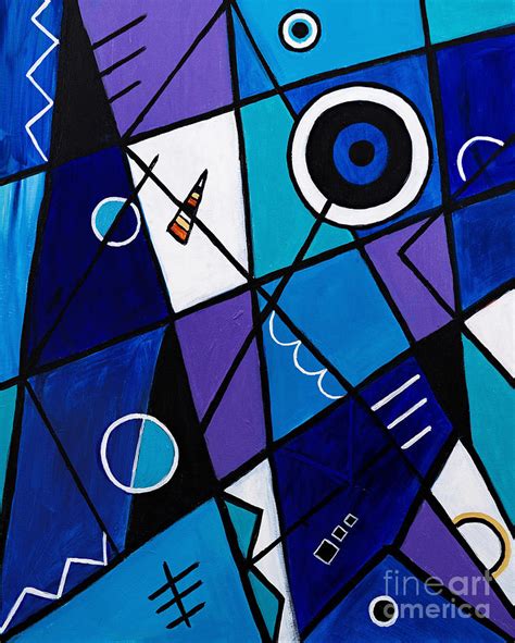 Blue Geometric Painting By Art By Danielle