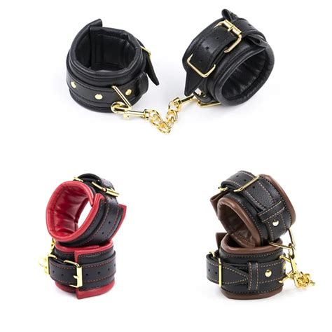 Black Red Brown Soft Pu Leather Handcuffs For Hand Feet Restraints Bondage Sex Products Sex Toys