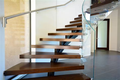 Uneven balcony edge infill for decking. Ground Floor Stair - Modern - Staircase - Los Angeles - by ...