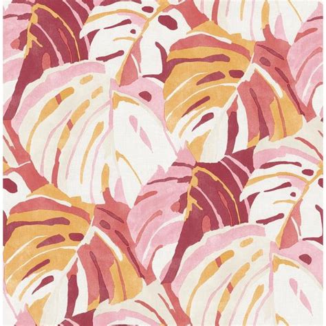 A Street Alfresco Pink Tropical Palm Pink Wallpaper Sample