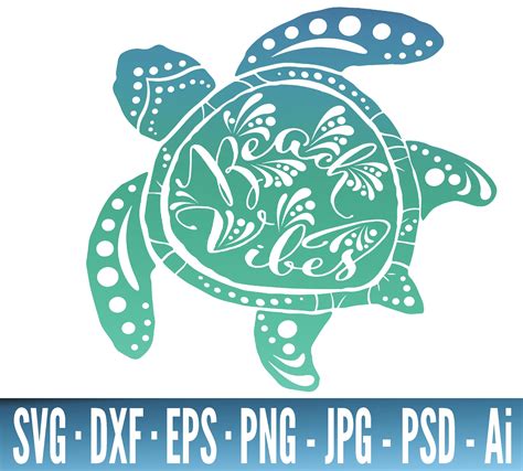Beach Vibes Svg Sea Turtle Svg Files For Cricut Turtle Svg Etsy