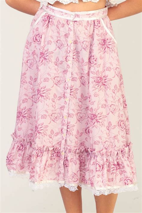 Gunne Sax Skirt Floral Skirt 70s Prairie Skirt Midi Bohemian 1970s Boho