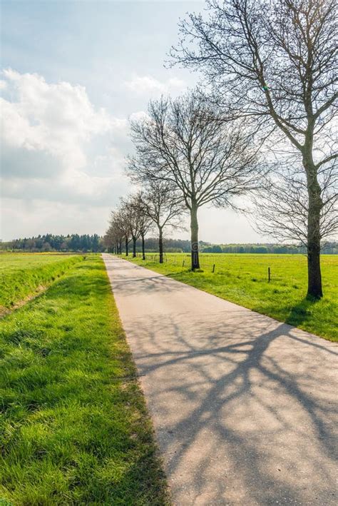 Long Seemingly Endless Straight Road In A Flat Landscape Stock Image