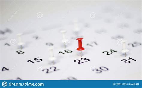 The Pin On The Calendar Indicates The Schedule Planning Concept Stock