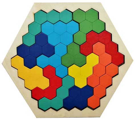 Hexagon Tangram Puzzle Wooden Puzzle For Children And Adults