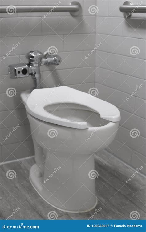 View Of A Public Toilet In A Stall Stock Image Image Of Closet Flush