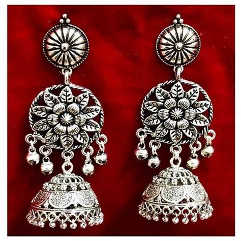 D9 Creation Silver Oxidized Flower Earrings At Rs 85pair In Jaipur