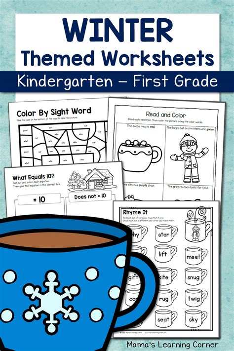 Winter Worksheets for Kindergarten and First Grade - Mamas Learning Corner
