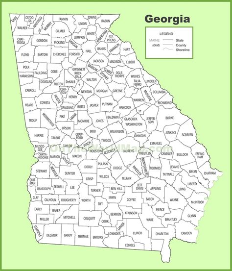 Ga State Map Of Counties