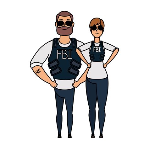 Young Couple Fbi Agents Characters 2843183 Vector Art At Vecteezy