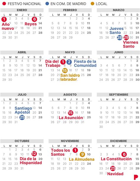 Calendario Laboral De Madrid De Con Festivos