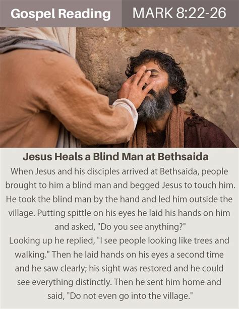 Mark 822 26 Jesus Heals Jesus Heals A Blind Man Gospel Reading
