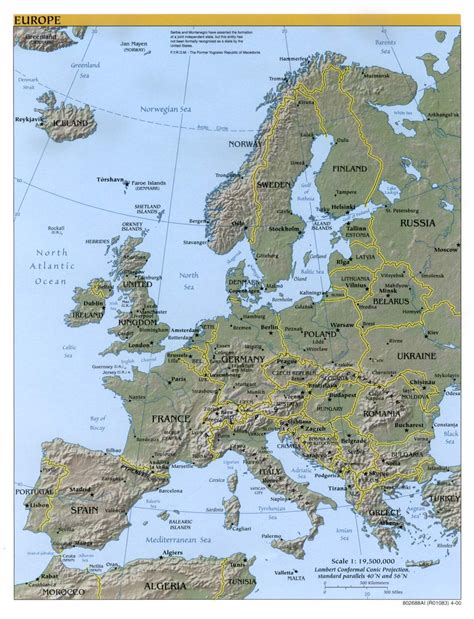 Europe Map - Map of Europe, Europe Maps of Landforms Roads Cities ...
