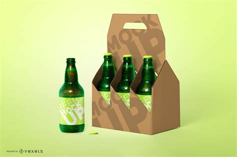 Six Pack Beer Bottle Mockup Psd Editable Template
