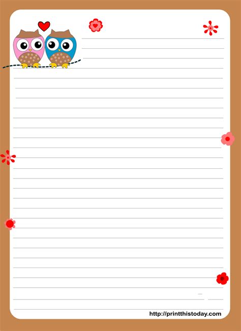 Owl Border Lined Paper