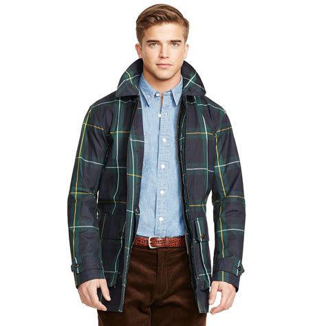 Polo Ralph Lauren Plaid Waxed Cotton Jacket In Blue For Men Lyst