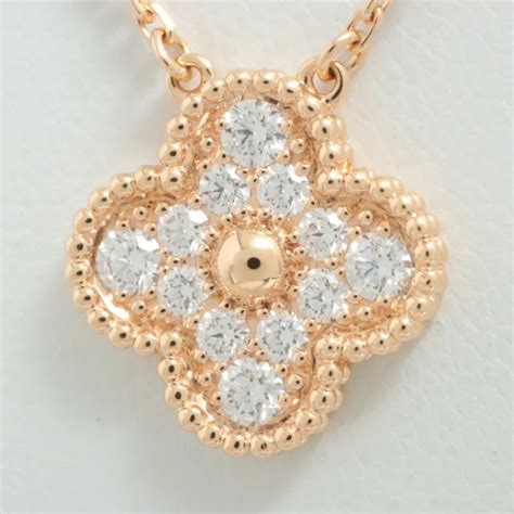 VAN CLEEF Arpels Vintage Alhambra Diamond Necklace 750 PG 5 6g