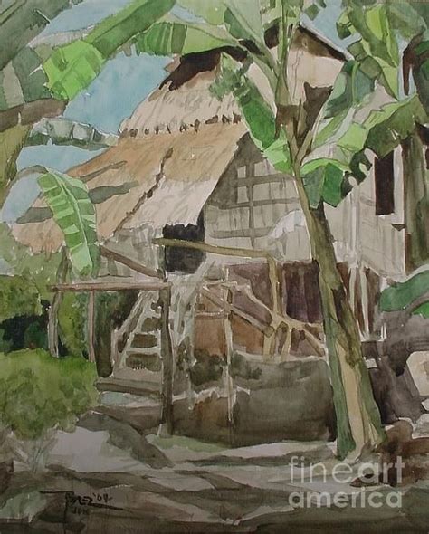 Nipa Hut In Bohol Painting Nipa Hut In Bohol Fine Art Print