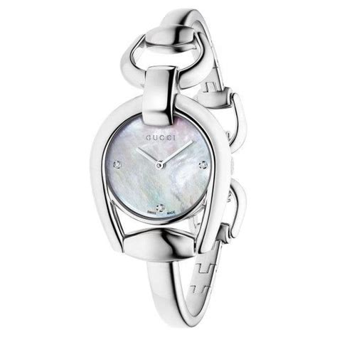 Gucci Ladies Gucci Horsebit Mop Diamond Set Dial Bangle Watch