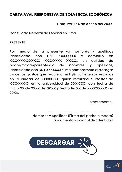 Carta Aval Para Visa Española Modelo Descargable