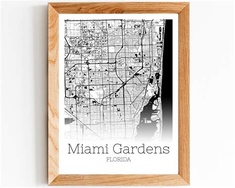 Miami Gardens Map Instant Download Miami Gardens Florida City Etsy