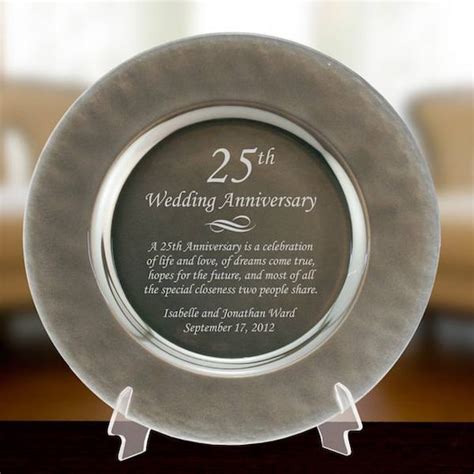 Engraved 25th Silver Wedding Anniversary Glass Plate Etsy
