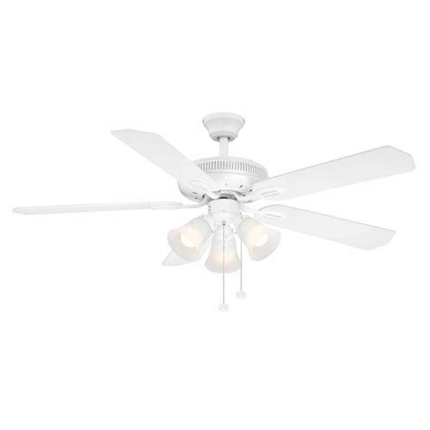 Hampton Bay Glendale 52 In Led Indoor White Ceiling Fan With Light Kit