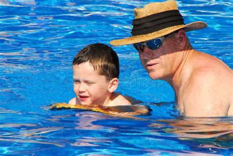 Father And Son In Pool Stock Photo Image Of Summer Swim 9954904