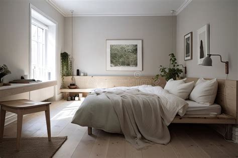 Calm And Serene Bedroom With Scandinavian Furniture Natural Colors