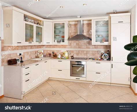 We have all the kitchen planning inspiration you need for the heart of your home, whatever your style ready to get started? Interior Beige Kitchen Modern House Stock Photo (Edit Now ...