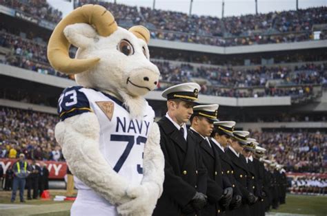 Naval Academy Mascot Bill The Goat Stands With Midshipmen During The