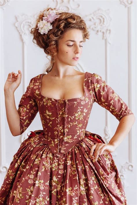 Robe A La Polonaise Woman Gown 18th Century Europe Etsy