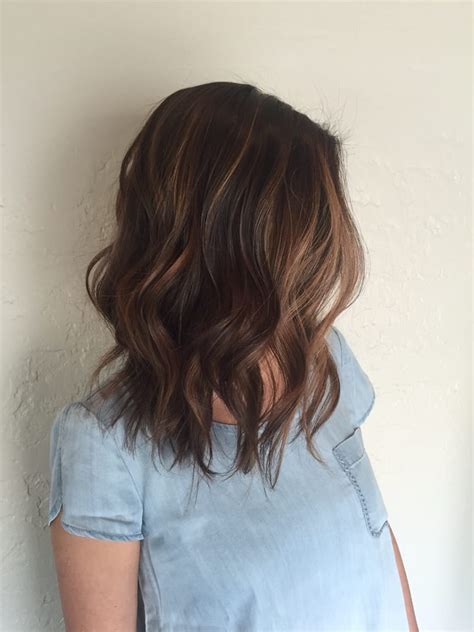 But great thing about adding blonde highlights to medium brown hair is that women can easily customize their look with the help of a great stylist. Lob haircut and Balayage highlight done by stylist Mola ...