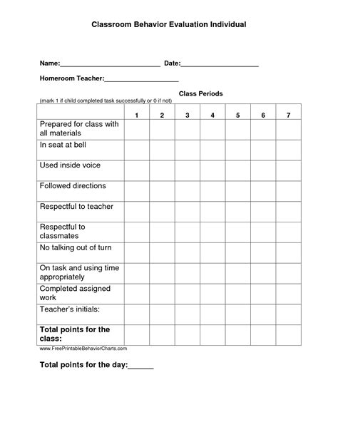 Printable Behavior Charts For Teachers Room Surf Com