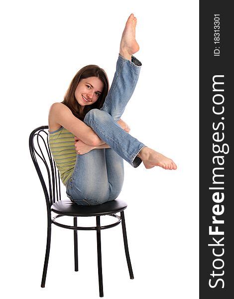 Girl Sit On Stool Tuck Up Legs Free Stock Images And Photos 18313301
