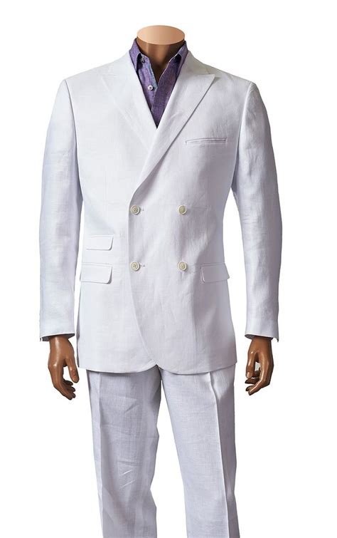 Inserch 4 Button White Linen Double Breasted 553 02 White Linen Suit