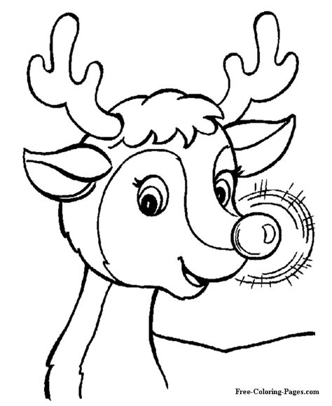 Here i share free, downloadable, printable christmas coloring pages. Printable Christmas coloring book pages - Rudolph's Glow