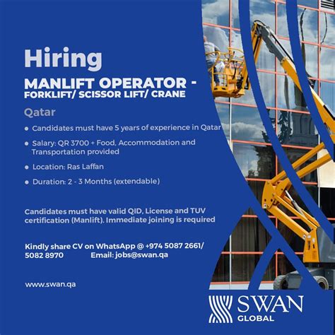 Hiring Manlift Operators Swan Global Qatar 2023