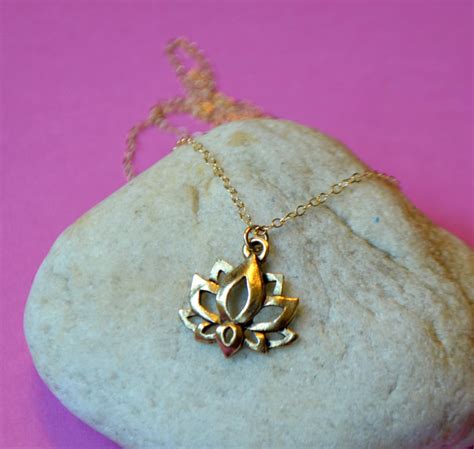 Gold Lotus Flower Necklace By Seasaltshop On Etsy