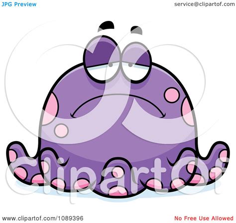 Clipart Chubby Sad Purple Octopus Royalty Free Vector Illustration By