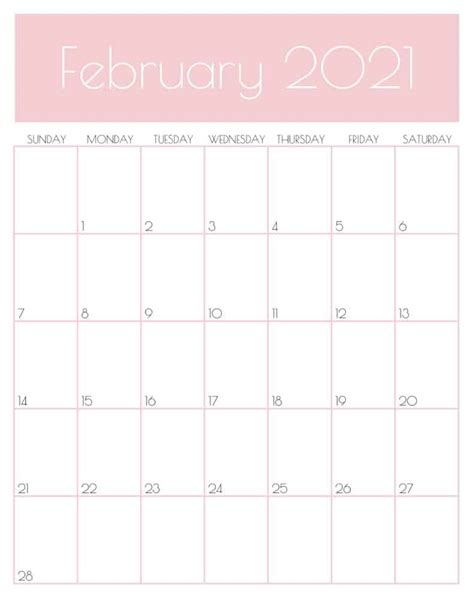 Aesthetic February Calendar 2021