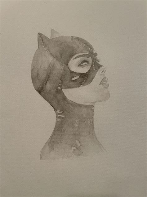 Catwoman Me Pencil And Watercolor 2022 Rdrawing