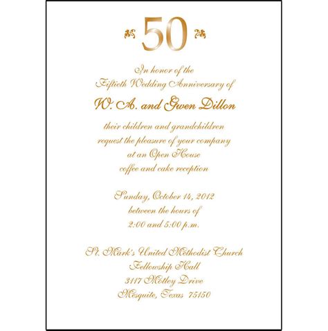 The honor of your presence. 25 Personalized 50th Wedding Anniversary Party Invitations ...