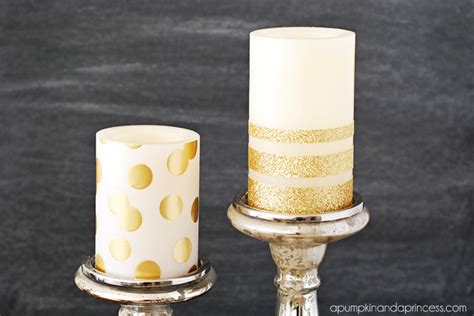 Diy Gold Glitter Candles A Pumpkin And A Princess