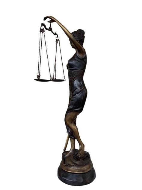 Bronze Lady Justice Statue Scales Legal Justitia Themis 20th Century
