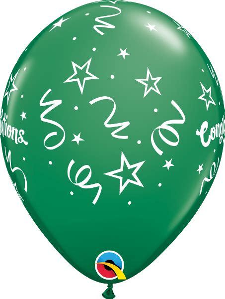 11 Green Congratulations Streamers Latex Balloon Just Illusions