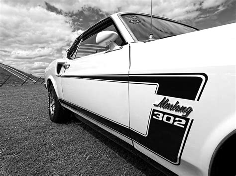 The Boss 69 Mustang 302 In Black And White Photograph By Gill